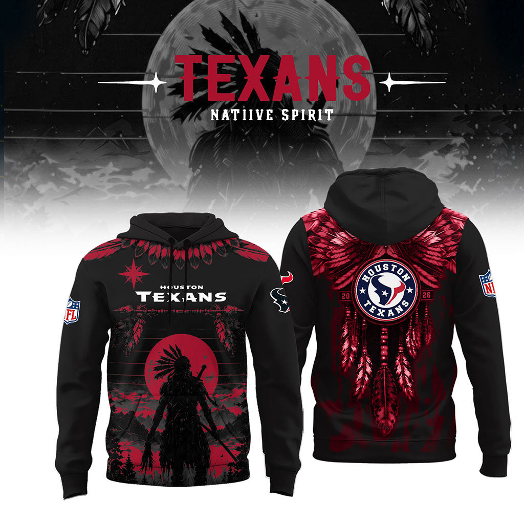 Houston Texans Native Spirit Heritage Hoodie 2026 Houston Texans Merch Football Fan Apparel