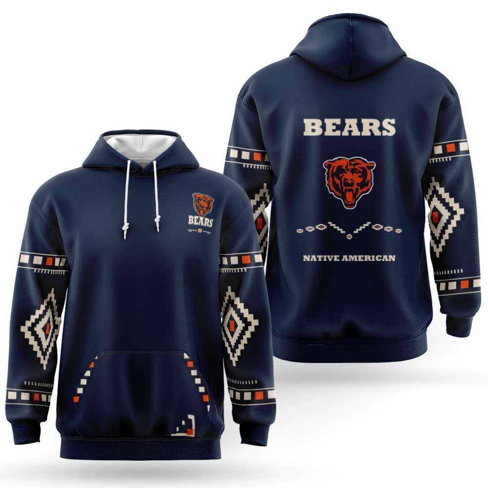 Chicago Bears Native American Heritage Month Hoodie Navy Chicago Bears Merch Fan Gifts
