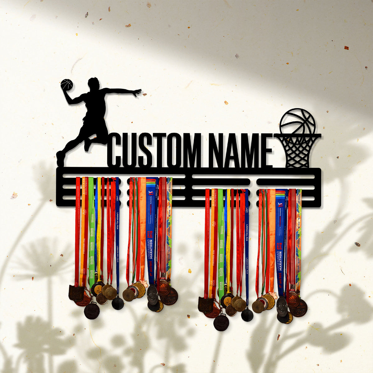 Custom Basketball Medal Hanger, LED Lit Metal Wall Decor