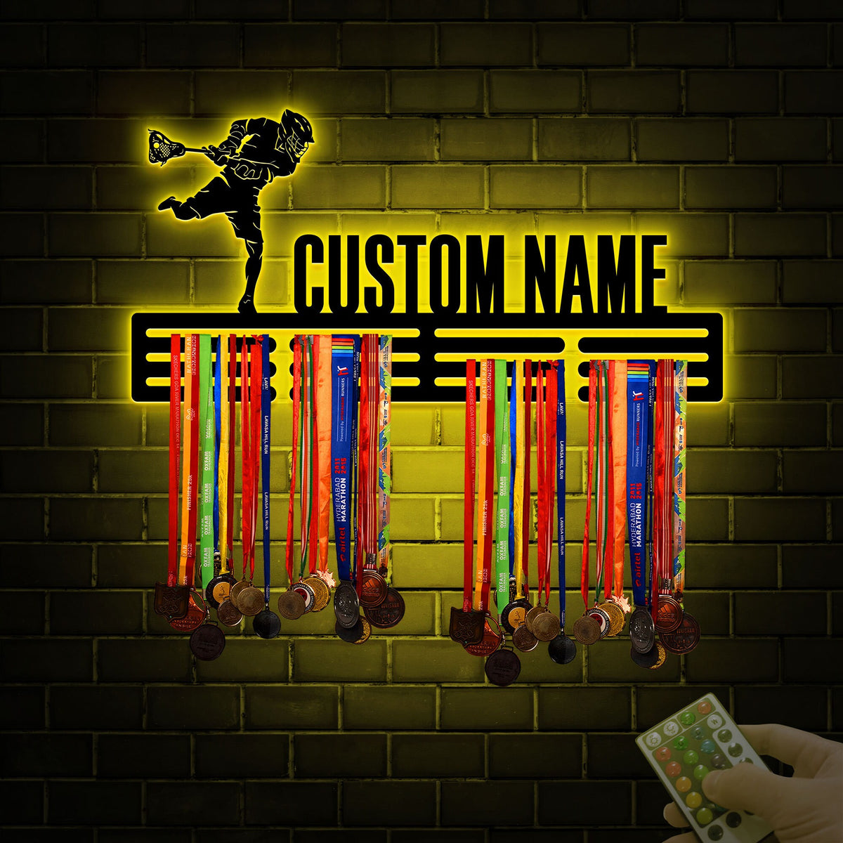 Custom Lacrosse Medal Hanger, LED Wall Decor, Housewarming Gift