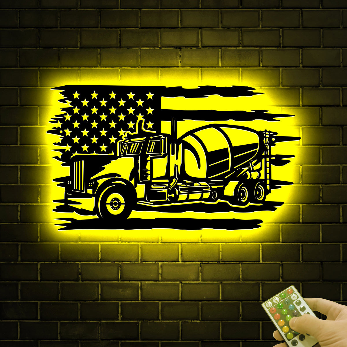 LED Concrete Mixer Truck Metal Sign, Construction Decor