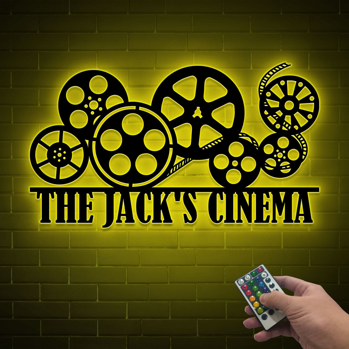 Personalized Home Cinema Metal Sign with LED Lights, Family Theater Decor