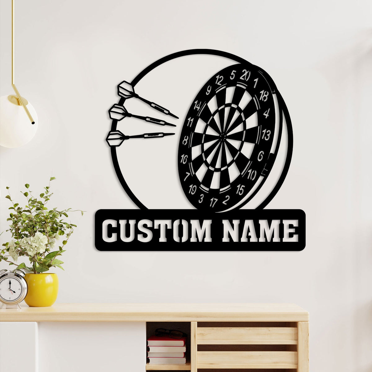 Custom Dartboard Metal Sign with LED Lights, Game Room Decor