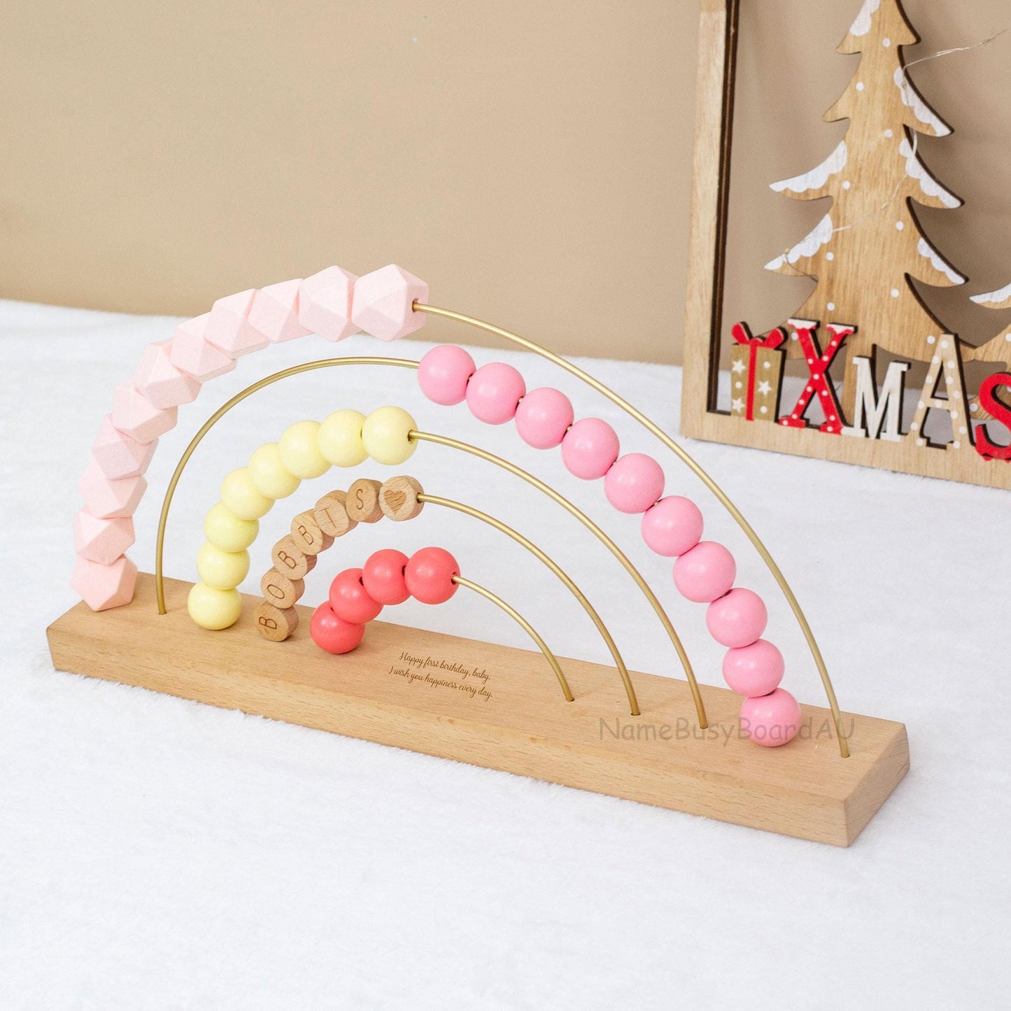 Personalized Baby Abacus, Custom Rainbow Abacus, Wooden Rainbow Name Abacus, Toddler Name Abacus Toys, Kids Handmade Toys, Kids Birthday