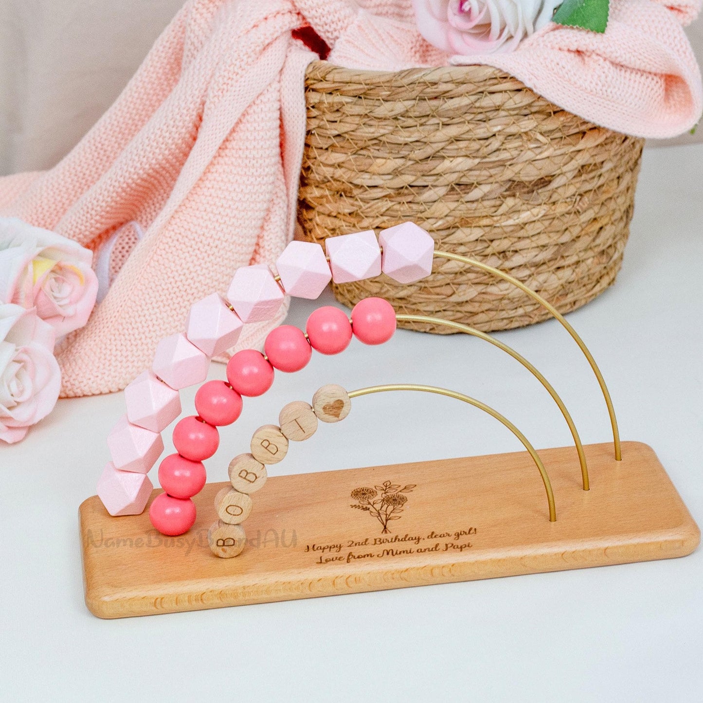 Personalized rainbow abacus,Custom Baby Gifts, toddler educational toy, toddler birthday gift