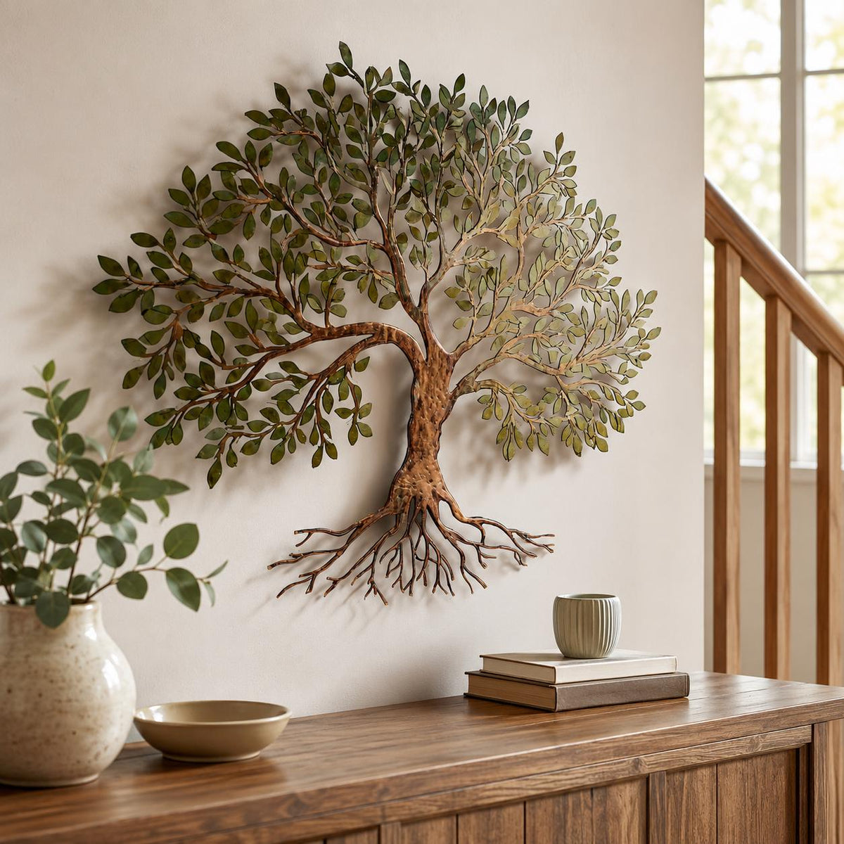 Metal Tree of Life Wall Art, Modern Nature Inspired Branch Decor (UV Printed)