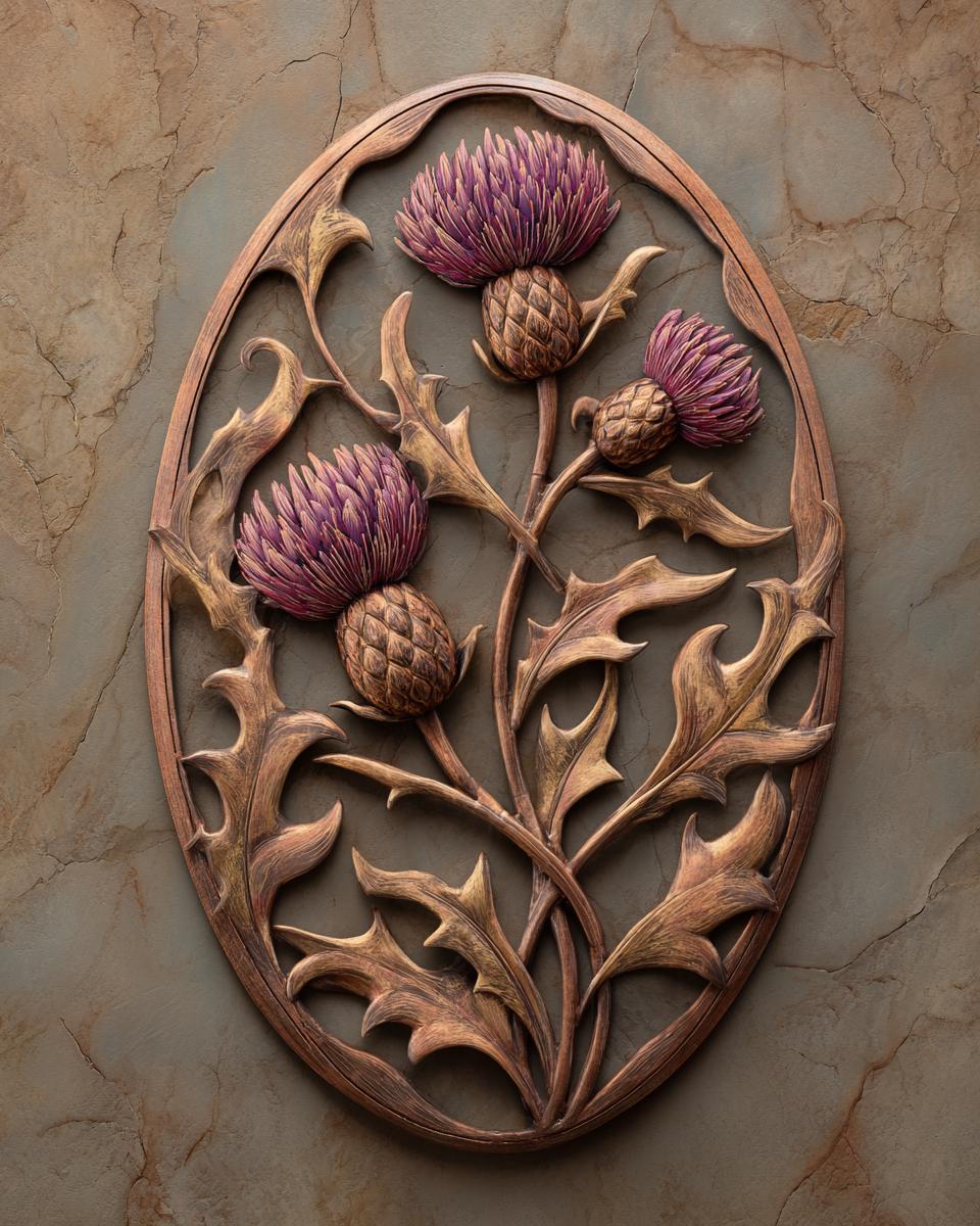 UV Printed Thistle Flower Metal Wall Art, Rustic Botanical Garden Decor (Aluminum Sign)
