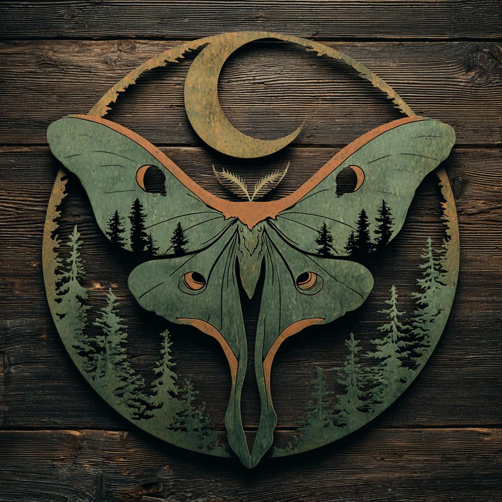 Luna Moth Metal Wall Art, Moon Forest Decor, Gothic Woodland Sign (UV Printed Aluminum)