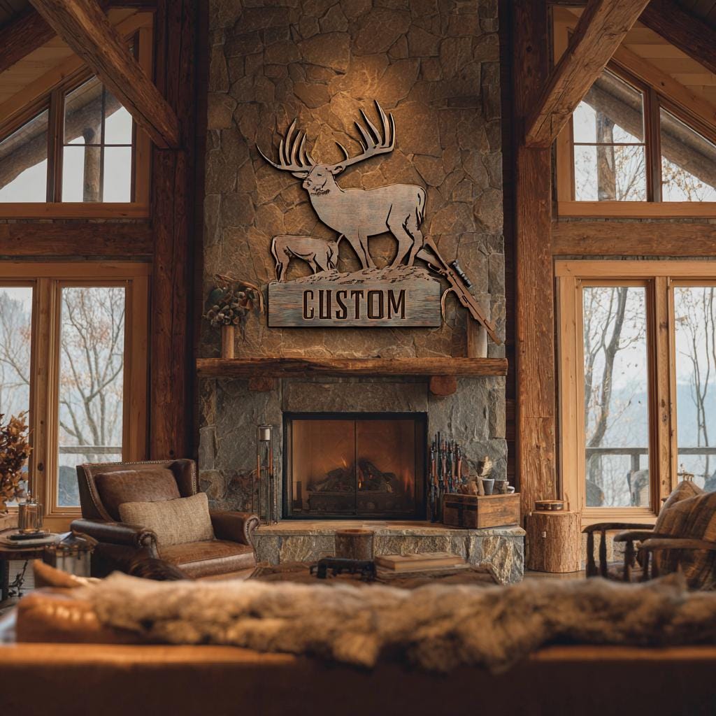 Custom Deer Hunter Metal Sign, Personalized Bow & Rifle Wall Art (UV Printed Aluminum)