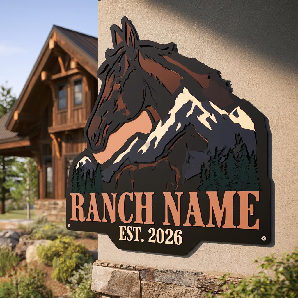 Personalized Horse Ranch Metal Sign: Western Farm Wall Art (UV Printed Aluminum)