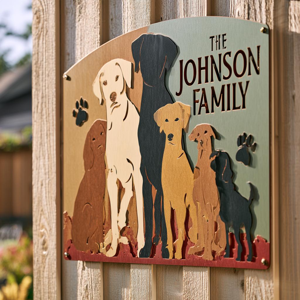 Personalized Dog Family Metal Wall Art, Custom Pet Name Sign (UV Printed Aluminum)