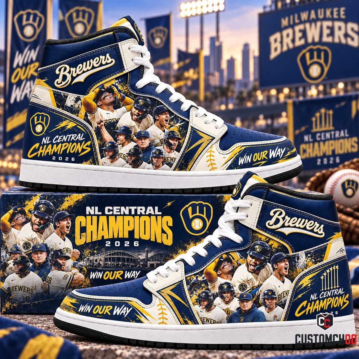 Milwaukee Brewers NL Central Champions High Top JD1 — Baseball Fan Shoes