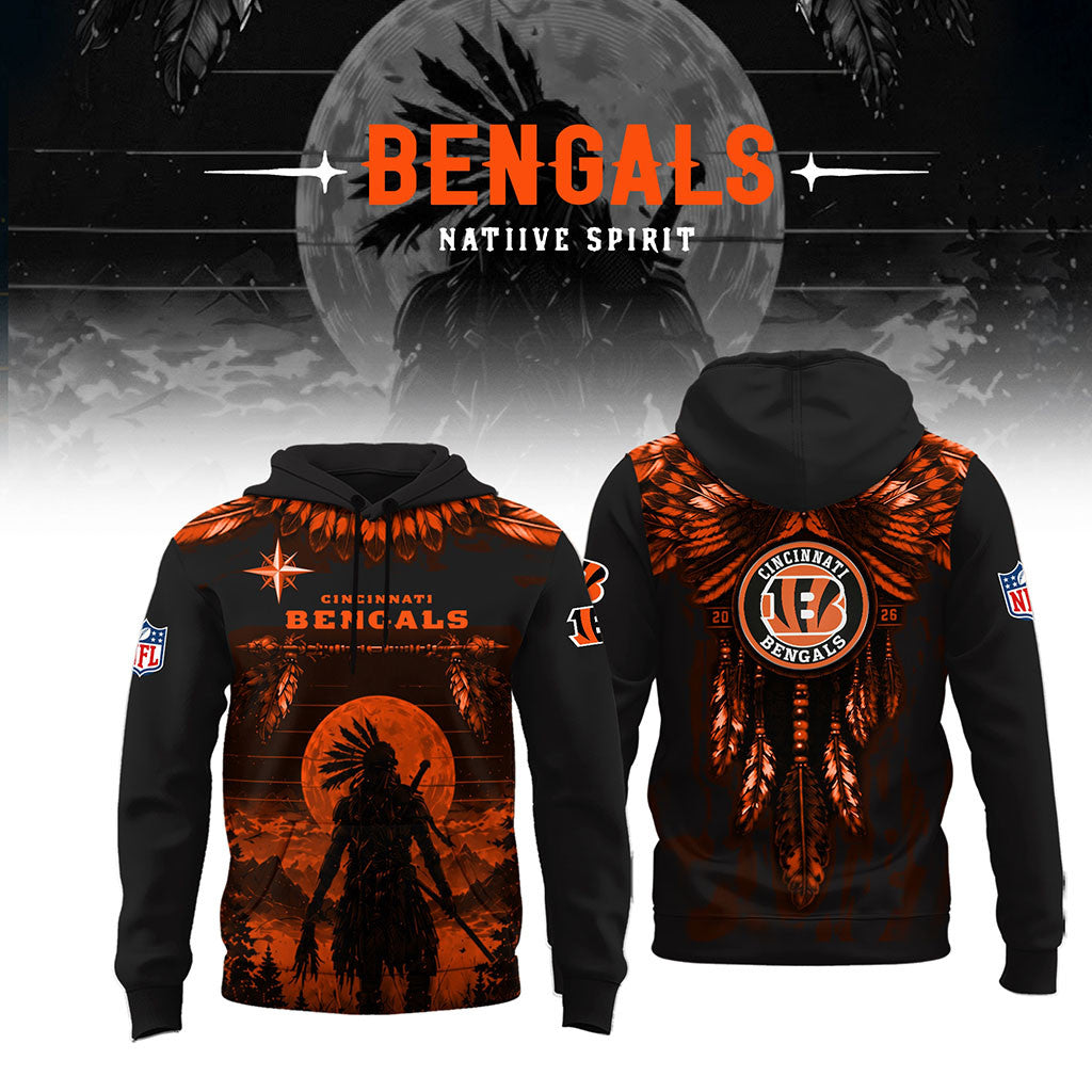 Cincinnati Bengals Native Spirit Heritage Hoodie 2026 Bengals Merch Football Fan Gifts