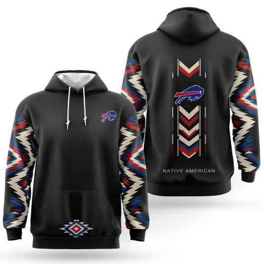 Buffalo Bills Native American Heritage Month Hoodie Black Geometric Hoodie Buffalo Bills Merch