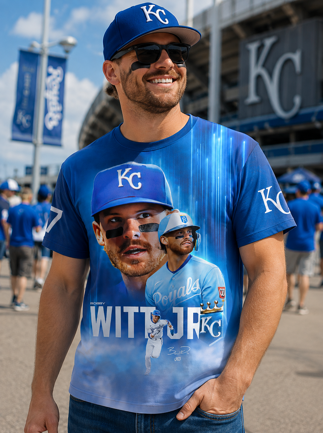 Bobby Witt Jr No. 7 Kansas City Baseball Fan Shirt — Hoodie — Sweatshirt & Zip Hoodie | KC Royals Inspired MLB Apparel