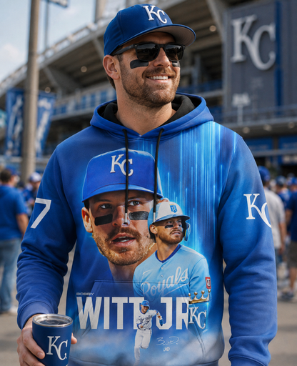 Bobby Witt Jr No. 7 Kansas City Baseball Fan Shirt — Hoodie — Sweatshirt & Zip Hoodie | KC Royals Inspired MLB Apparel