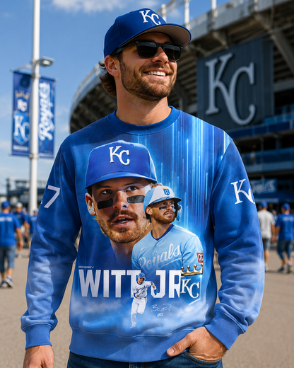 Bobby Witt Jr No. 7 Kansas City Baseball Fan Shirt — Hoodie — Sweatshirt & Zip Hoodie | KC Royals Inspired MLB Apparel