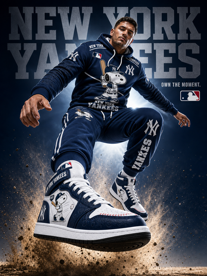New York Yankees Snoopy Baseball Fan 3-Piece Set – Hoodie — Sweatpants & High-Top Sneakers