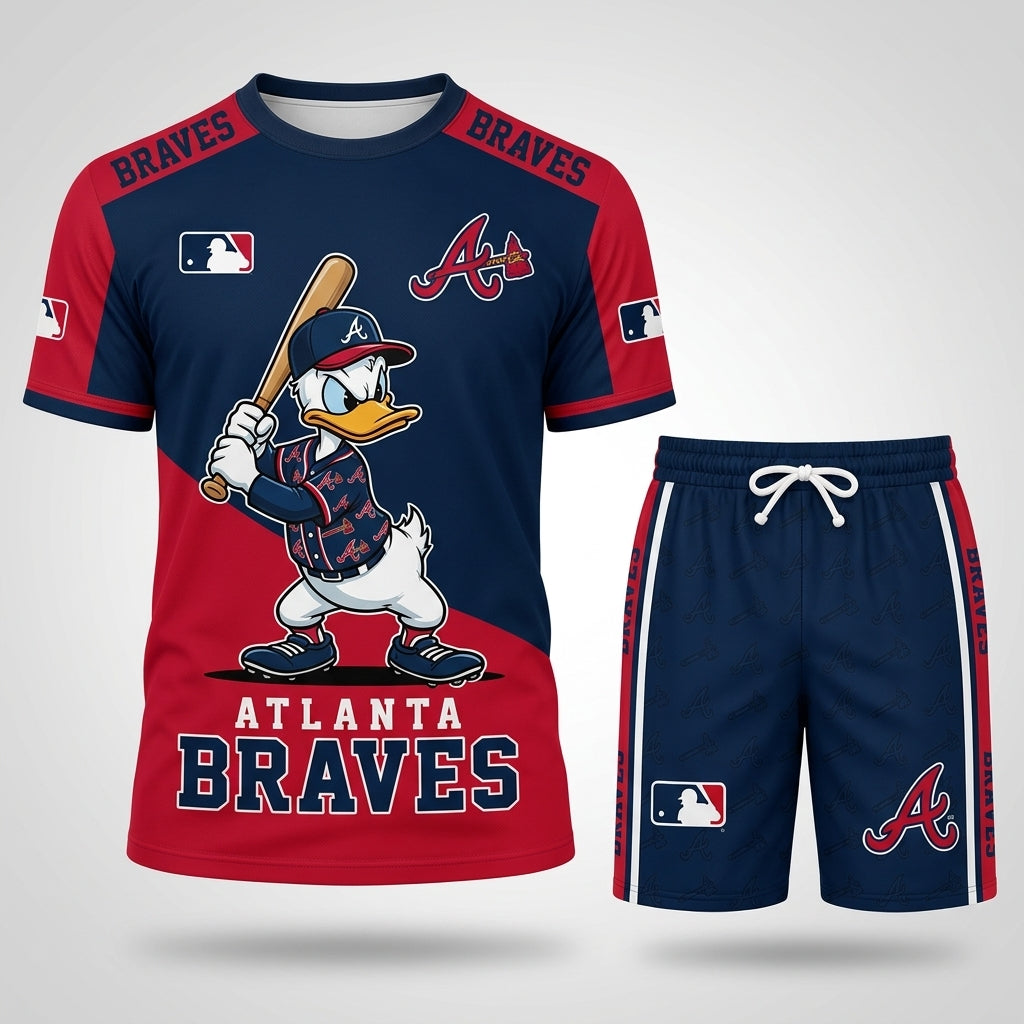 Cartoon Duck Baseball Fan T-Shirt And Shorts Set — Sport Outfit Combo | 30 Teams Available