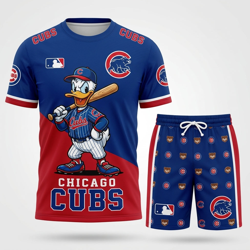 Cartoon Duck Baseball Fan T-Shirt And Shorts Set — Sport Outfit Combo | 30 Teams Available