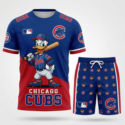 Cartoon Duck Baseball Fan T-Shirt And Shorts Set — Sport Outfit Combo | 30 Teams Available