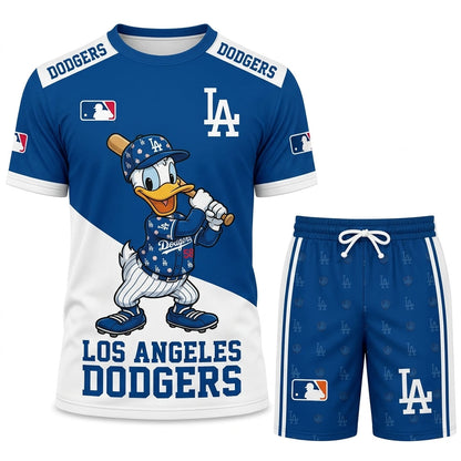 Cartoon Duck Baseball Fan T-Shirt And Shorts Set — Sport Outfit Combo | 30 Teams Available
