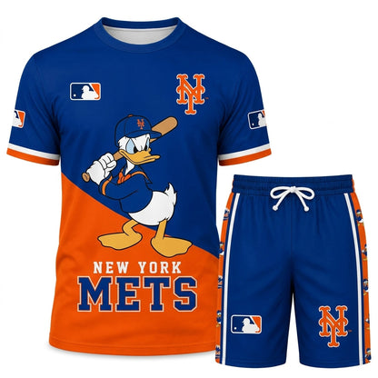 Cartoon Duck Baseball Fan T-Shirt And Shorts Set — Sport Outfit Combo | 30 Teams Available