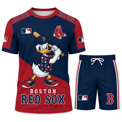 Cartoon Duck Baseball Fan T-Shirt And Shorts Set — Sport Outfit Combo | 30 Teams Available