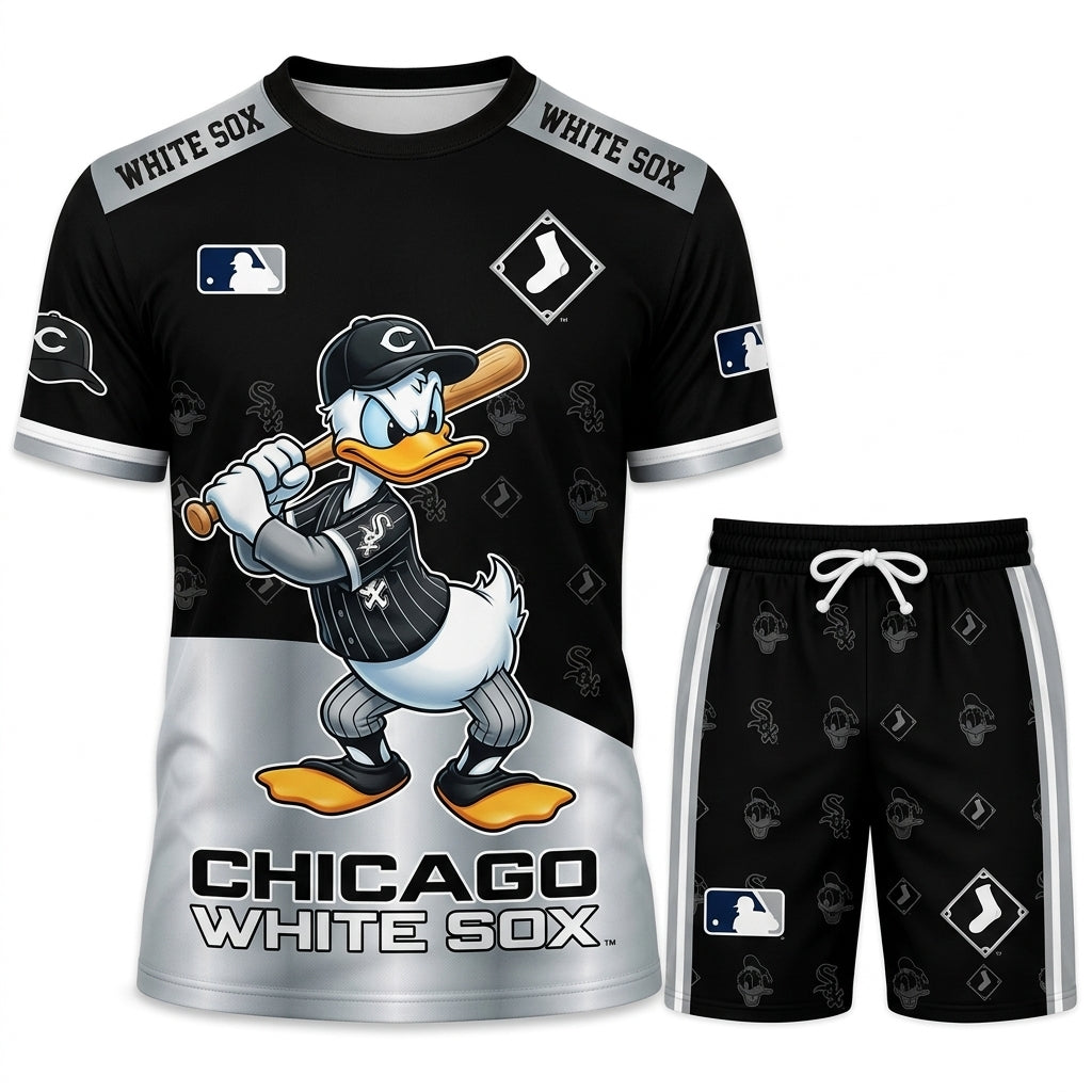 Cartoon Duck Baseball Fan T-Shirt And Shorts Set — Sport Outfit Combo | 30 Teams Available