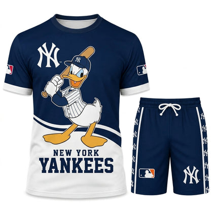 Cartoon Duck Baseball Fan T-Shirt And Shorts Set — Sport Outfit Combo | 30 Teams Available