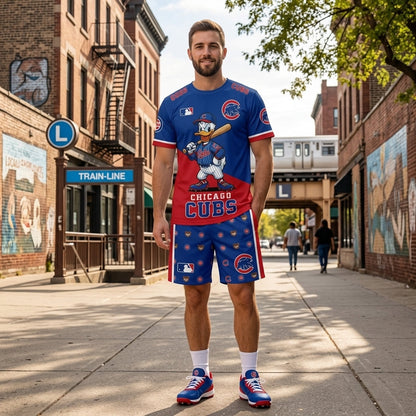 Cartoon Duck Baseball Fan T-Shirt And Shorts Set — Sport Outfit Combo | 30 Teams Available
