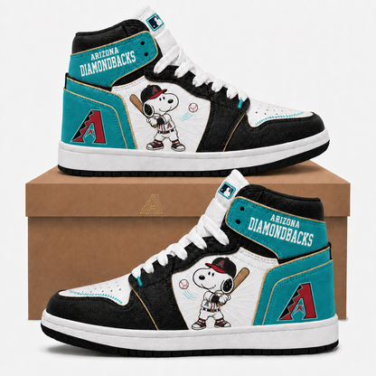 Snoopy MLB Baseball Fan High Top Sneakers JD1| All 30 Teams Available