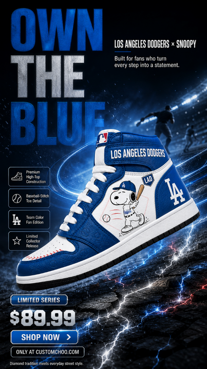 Los Angeles Dodgers Snoopy Baseball Fan 3-Piece Set – Hoodie — Sweatpants & High-Top Sneakers