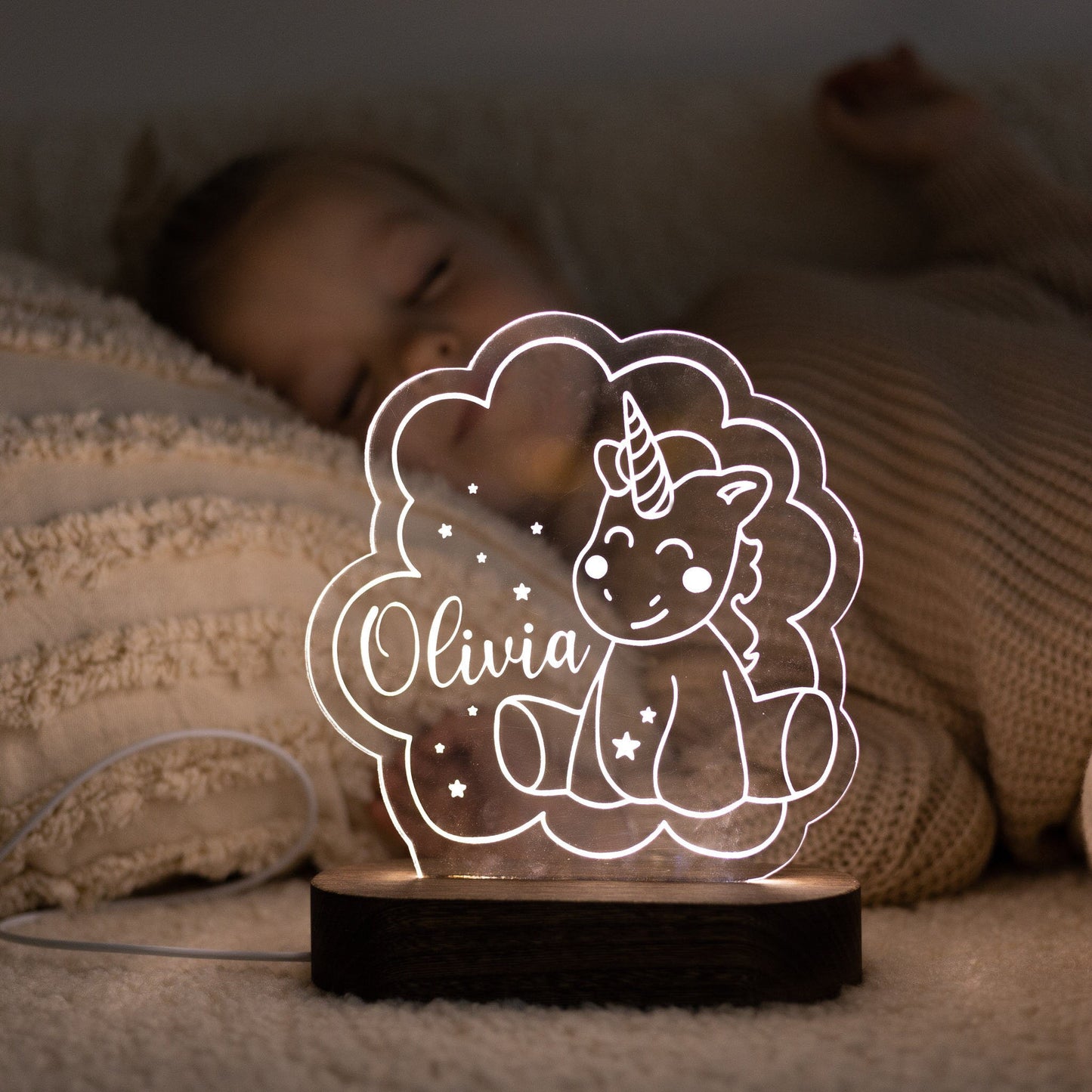 Boho Forest Bear LED Light Personalized - Nursery Decor - Christmas Gifts For Grandson
