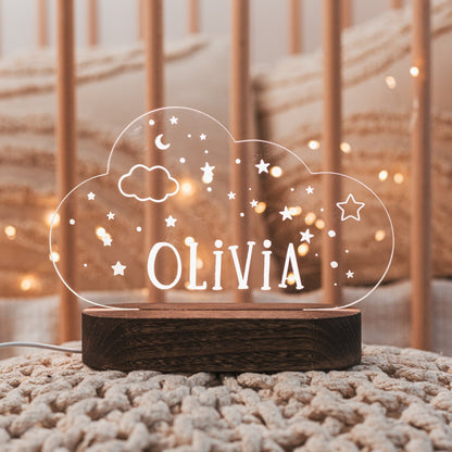 Personalized Baby Night Light Moon and Stars