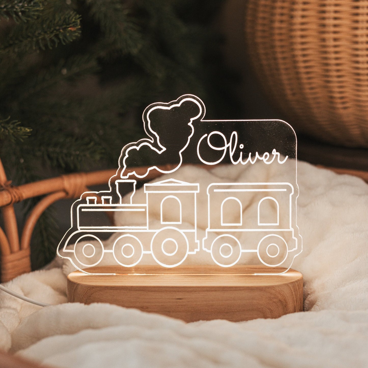 Baby Boy Night Light Train - Personalized Nursery Decor
