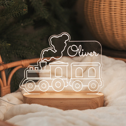 Baby Boy Night Light Train - Personalized Nursery Decor