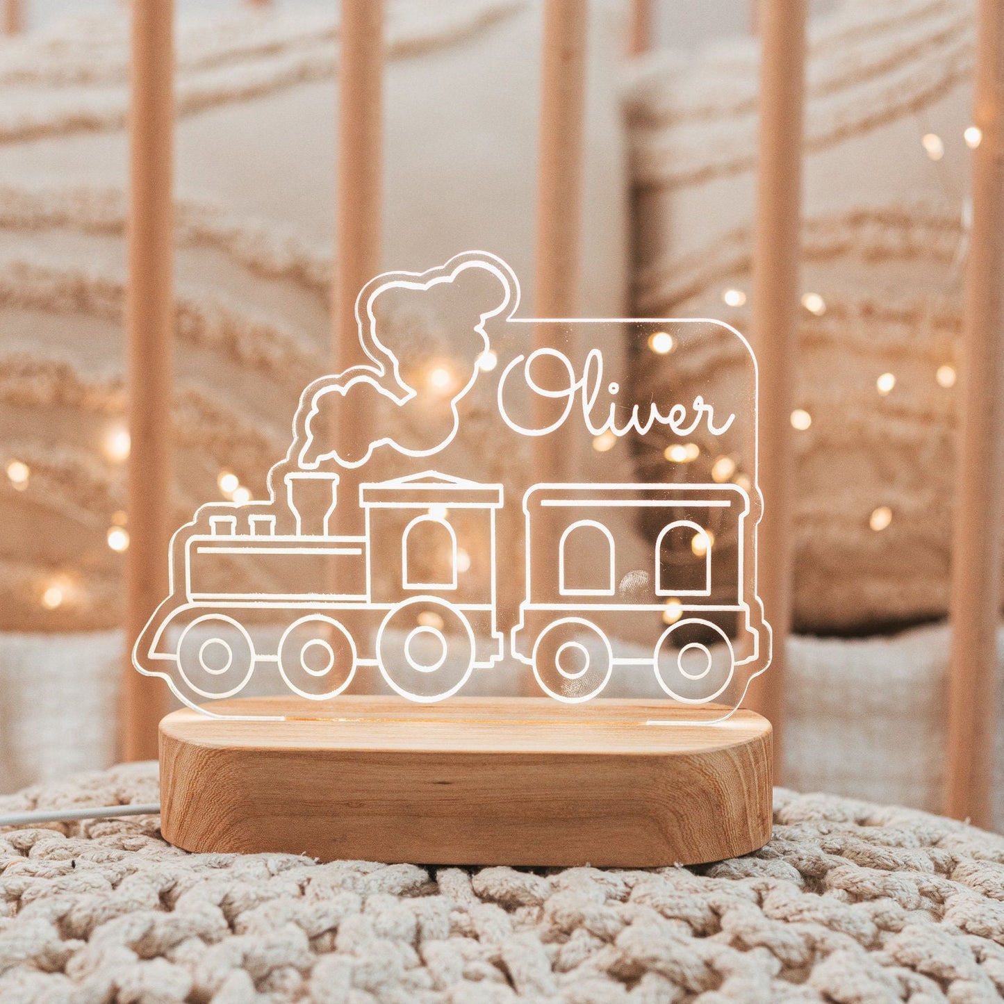 Night Light For Kids Personalized - Bear With Mountains