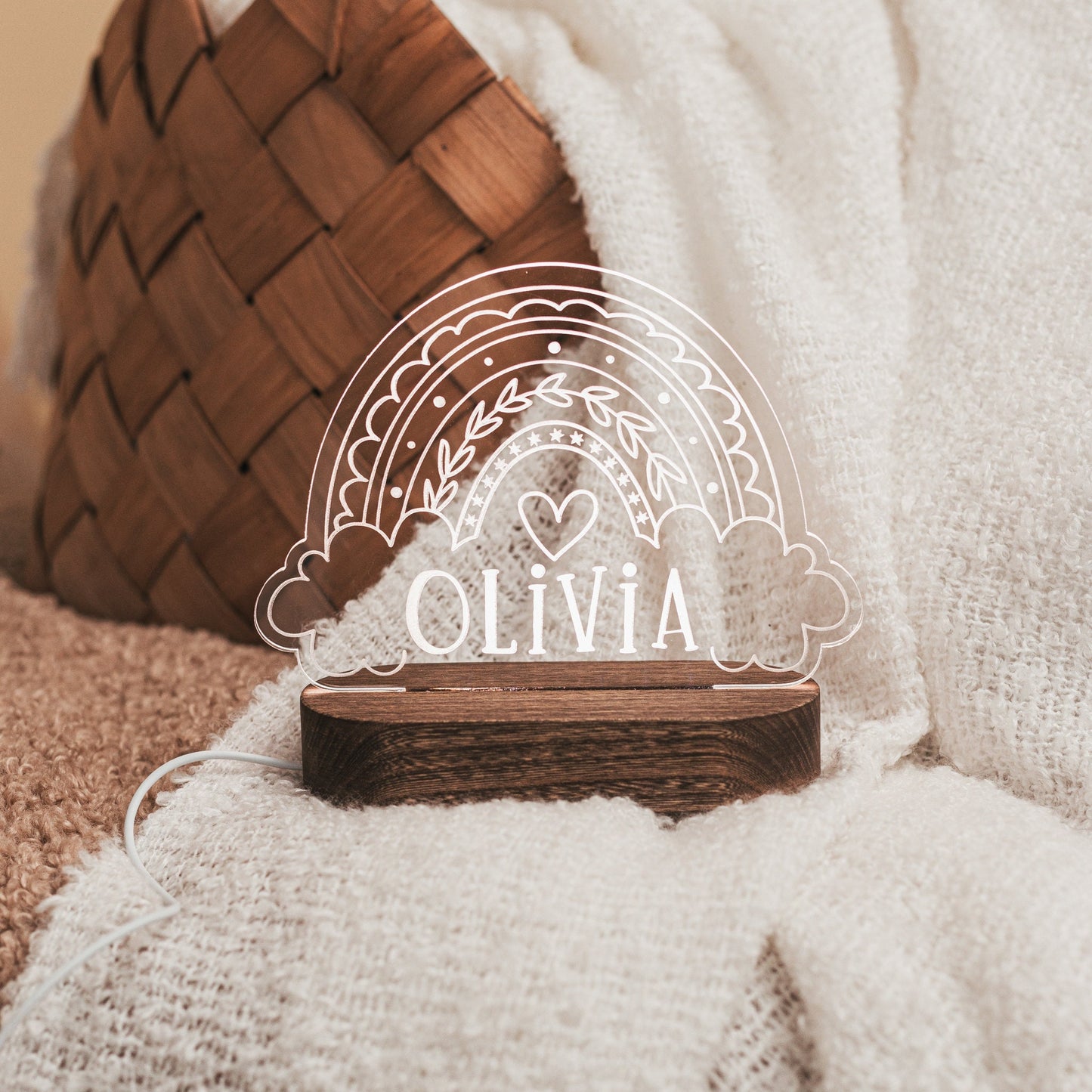 Night Light For Kids Personalized - Bear With Mountains