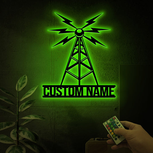 Custom Ham Radio Metal Sign, LED Wall Decor