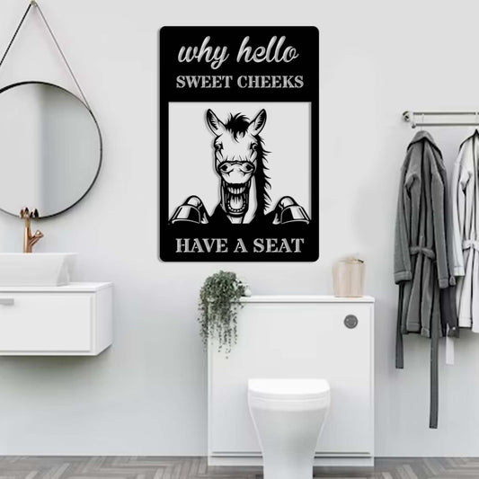 Funny Horse Bathroom Metal Sign with LED Light