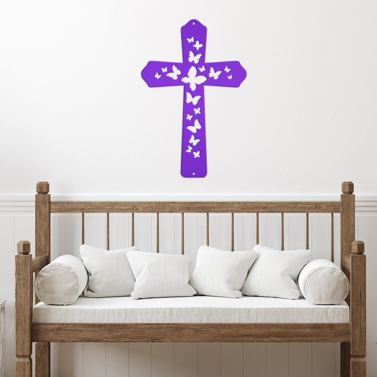Butterfly Cross Metal Sign - Christian Wall Hanging - Unique Religious Artwork - Christian Gifts