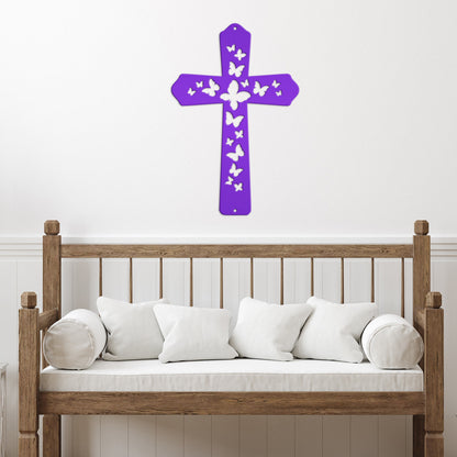 Butterfly Cross Metal Sign - Christian Wall Hanging - Unique Religious Artwork - Christian Gifts