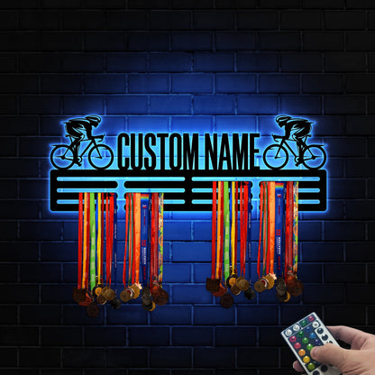 Custom Cycling Medal Hanger, LED Wall Decor, Housewarming Gift