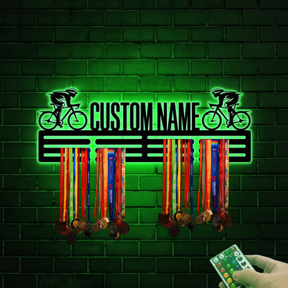 Custom Cycling Medal Hanger, LED Wall Decor, Housewarming Gift