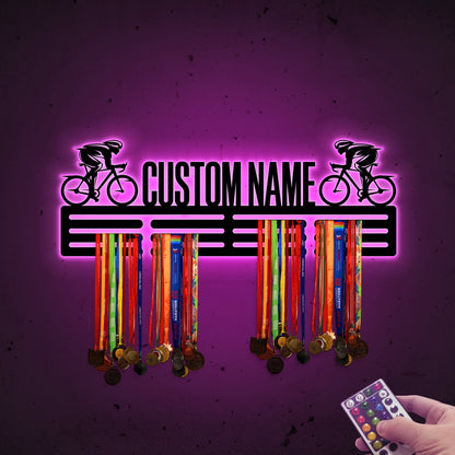 Custom Cycling Medal Hanger, LED Wall Decor, Housewarming Gift