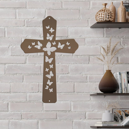 Butterfly Cross Metal Sign - Christian Wall Hanging - Unique Religious Artwork - Christian Gifts