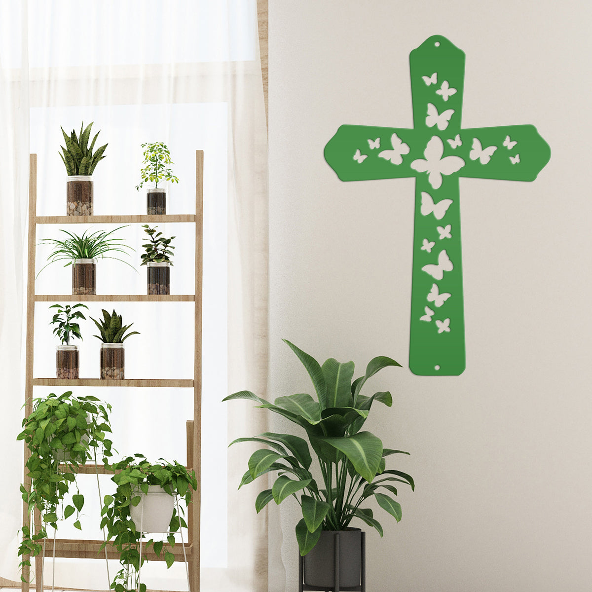 Butterfly Cross Metal Sign - Christian Wall Hanging - Unique Religious Artwork - Christian Gifts