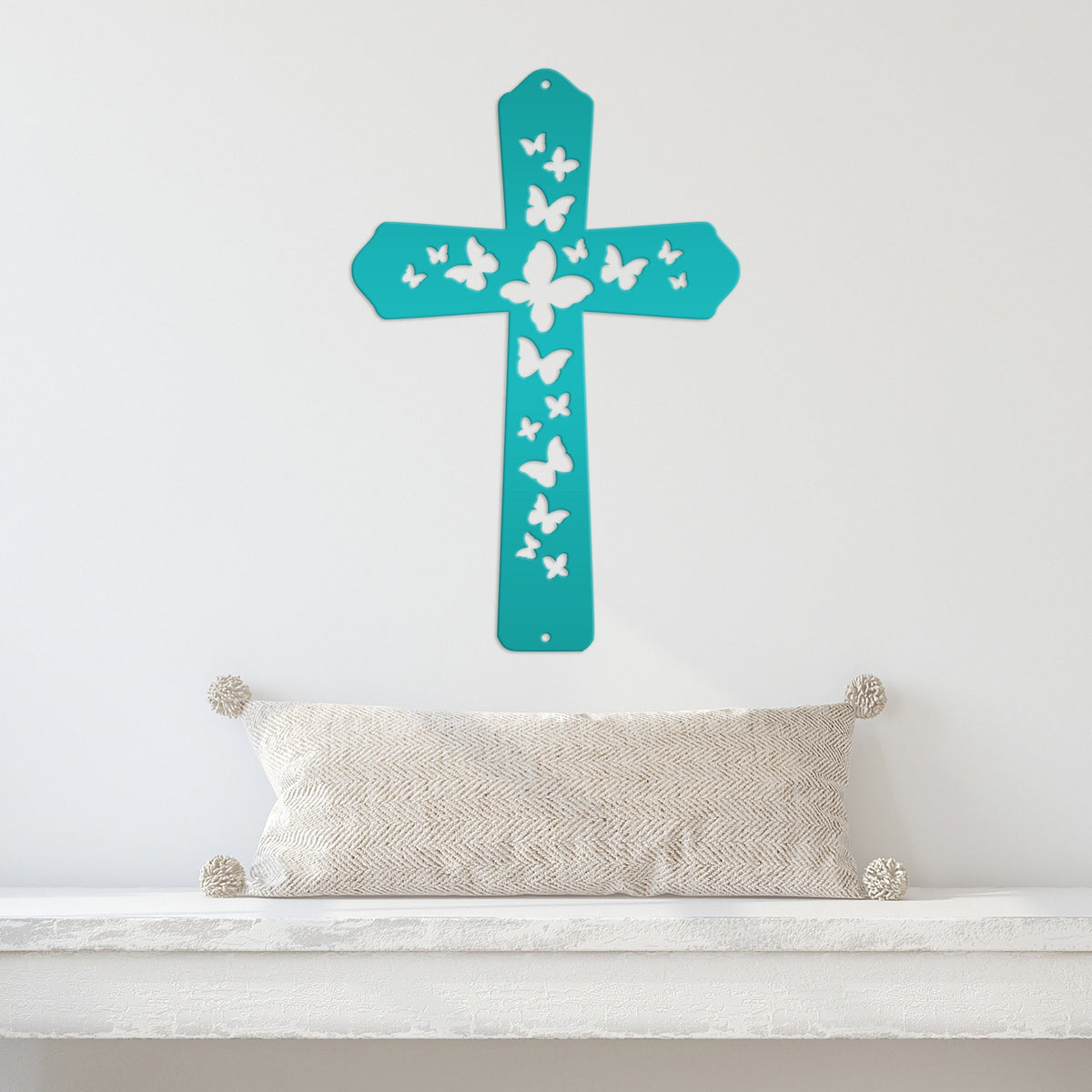Butterfly Cross Metal Sign - Christian Wall Hanging - Unique Religious Artwork - Christian Gifts