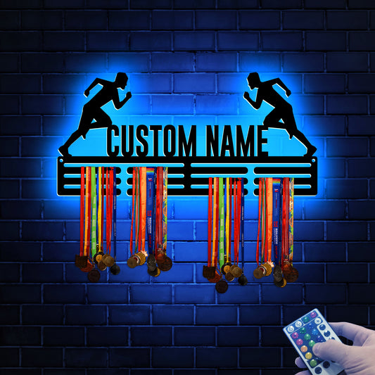 Custom Athlete Medal Hanger, LED Light, Runner Gift